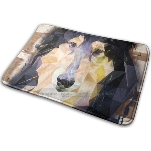 Collie ( Low Poly ) Mat Rug Carpet Anti-Slip Bedroom Entrance Door Mat Dog Lassie Canine Low Poly Color Animal Friend Abstract