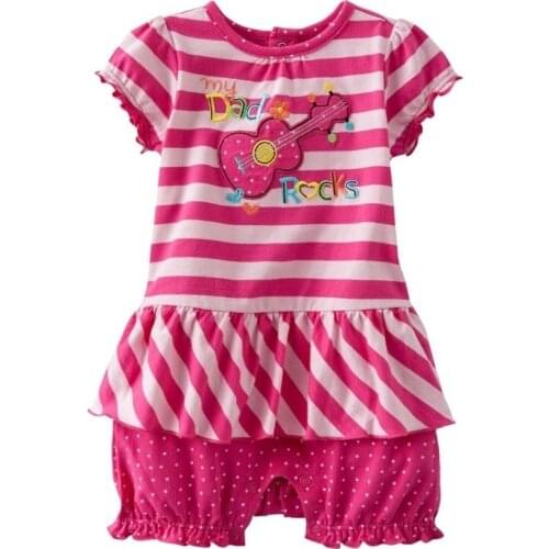 Pink stripe Baby girls Romper Newborn jumpsuit rock guitar fashion baby girl clothes costume rompers