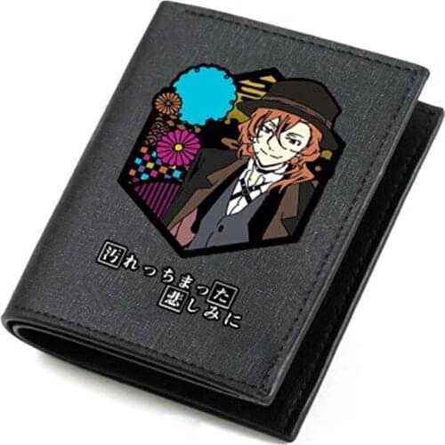 Anime Printed Wallet Men Women Bungou Stray Dogs PU Leather Money Clip Wallet Purses for Teens Students Boys Girls 2020
