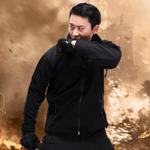 HOT 2019 Outdoor Winter Thermal Thick Patchwork Wool Polar fleece Military Tactical Windproof Ski Jacket Men Camping Hiking coat