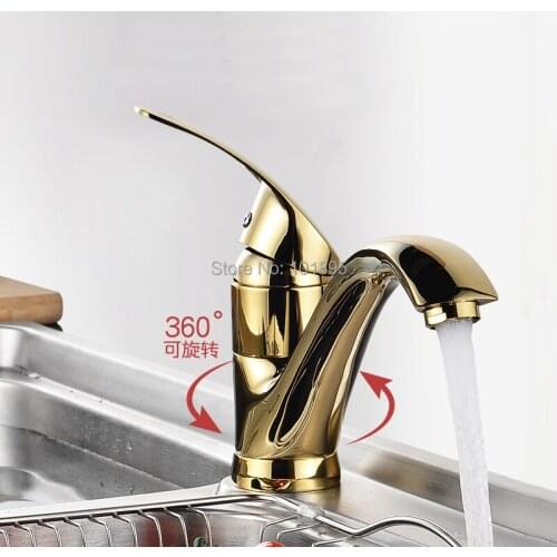 Deck Mounted Brass Material Gold and Chrome Color of Kitchen Sink Faucet
