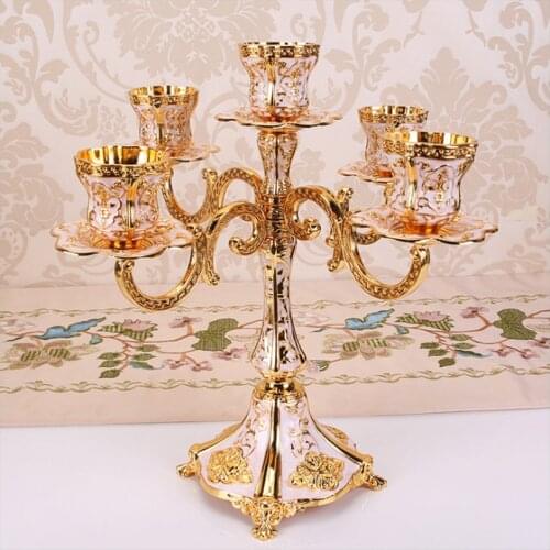 IMUWEN Metal Candle Holders Design Candlestick Luxury Tabletop Stand Wedding Centerpieces Candelabra For Home Decor Candelabrum