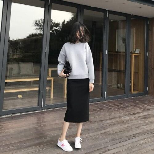 Fashion slim shirt with skirt two-piece female 2018 new autumn womens suit temperament elegant solid color loose wild clothes
