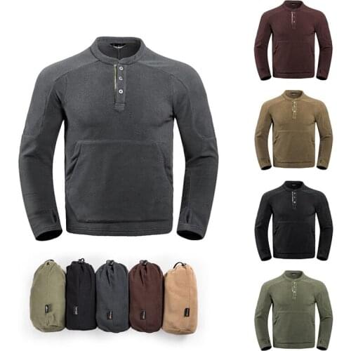 Mens Outdoor Fleece Under Shirt Winter Windproof Thermal Warm Breathable Inside Wear Pullover Round Collar Hiking Camping