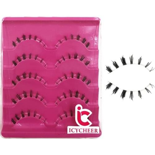 ICYCHEER 5 Pairs Handmade Soft Lower Eye Lashes Under Bottom Natural Cross False Eyelashes Makeup