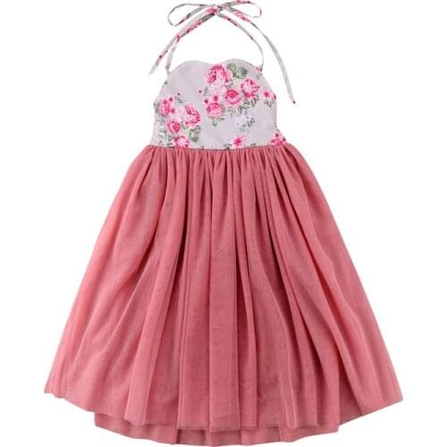 New Fashion Baby Girl Dress Lace Sleeveless O-Neck Print Floral Catoon Outfit Soft Dress Clothing