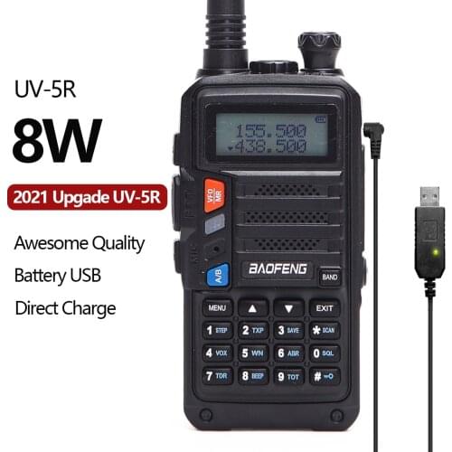 2021 NEW BaoFeng UV-5R Upgrade Version Same as Walkie Talkie 10 KM Transceiver 8W Radio 10km Dual Band UHF VHF Walkie