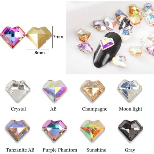 New arrival 7X8MM DIY design rhinestone diamond pointed bottom rhinestone glitter glass nail art crystal 3D nail art decoration