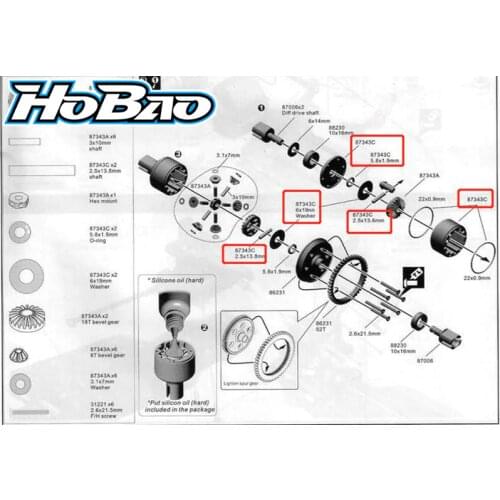 Original OFNA/HOBAO RACING 87343C Spider Differential Rear Cover Group For 1/8 HYPER 8/8.5 BUGGY ST RTR/PRO TRUGGY