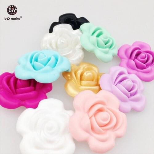 Lets Make Silicone Teether Handmade Teething Flower Shaped Silicone Necklace Sensory Toy DIY Bracelet 10PCS (BPA free) Teether