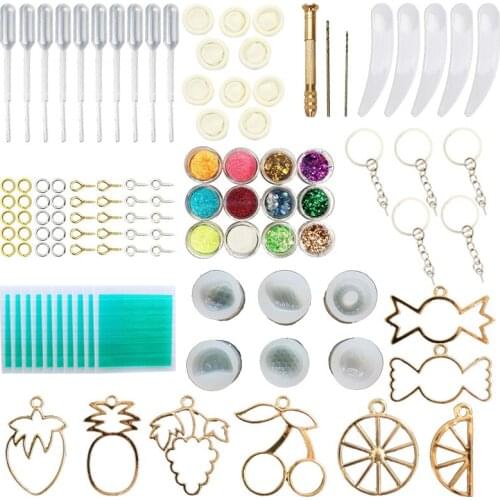 QIAOQIAODIY Fruit candy jewelry Silicone Resin Kits Jewelry Casting Mold Tools Set Included Jewelry Pendant Moulds Stud Earrings
