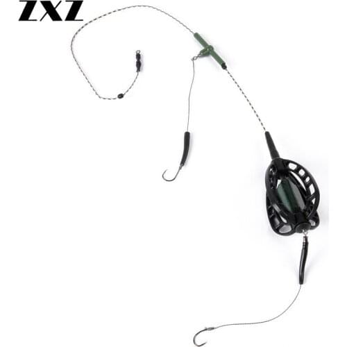 Fishing Bait Cage 40g 50g 60g Fish Bait Lure Copper Wire Fishing Trap Basket Feeder Holder Swivel with Hooks Carp Fishing Tackle