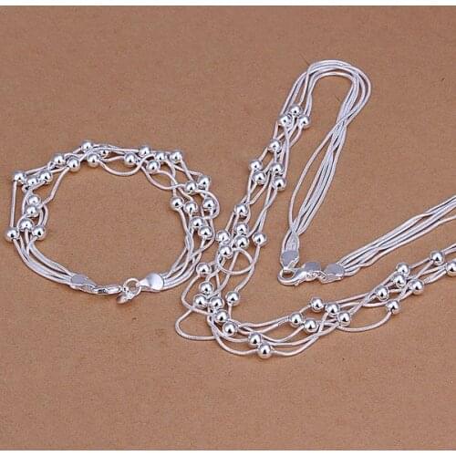 S063 Silver Color Jewelry Sets Lovely Luxury Jewelry Five Lines Of Bean Free Shipping Charm Christmas Gifts Fashion Jewelry