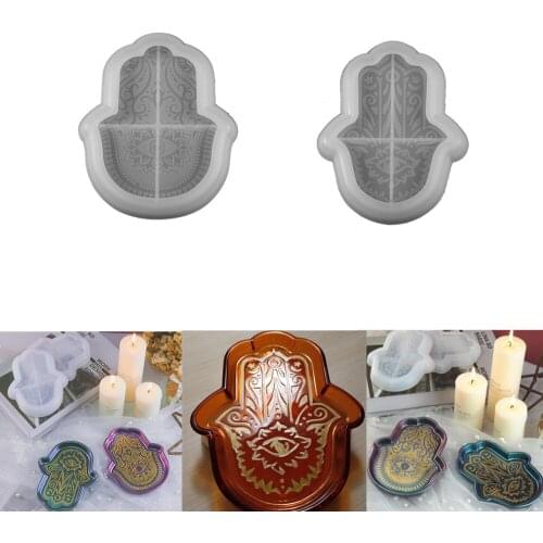 Hamsa Hand Tray Silicone Molds Palm Amulet UV Epoxy Resin Mold Hamsa Hand Casting Mould for DIY Dish Crafts Jewelry Making Tools