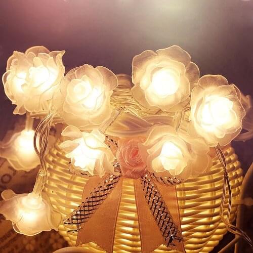 1M 3M 6M Rose Garlands LED String Lights Night Decoration Flowers Light Fairy Lantern For Wedding Christmas Ramadan Battery
