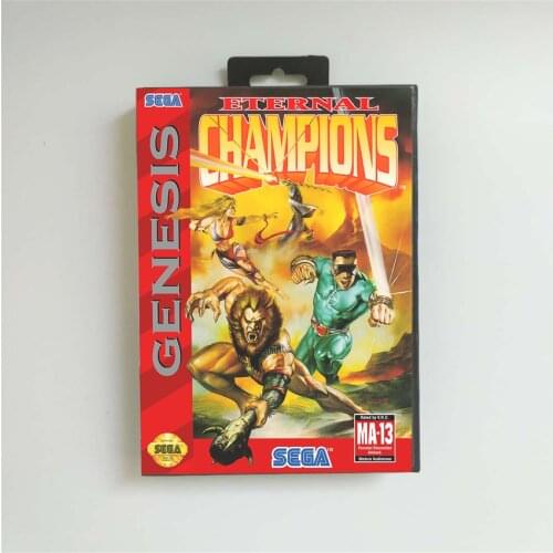 Eternal Champions - USA Cover With Retail Box 16 Bit MD Game Card for Sega Megadrive Genesis Video Game Console