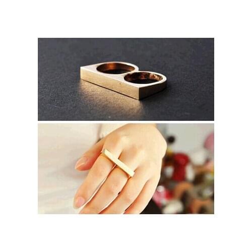 XUBCHC New arrival 2 Color Zinc Alloy Metal Gold Steel Double Ring For Women/Men Fashion Set Jewelry