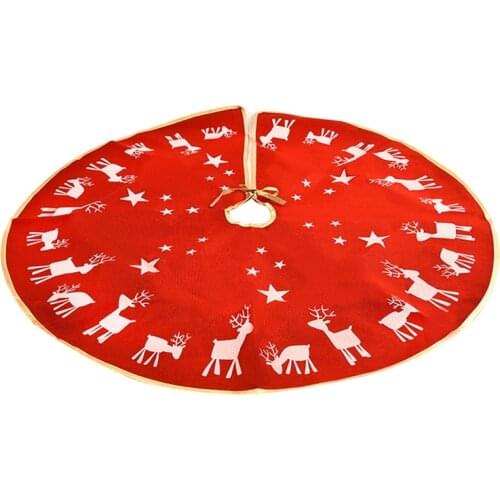1 Pcs Christmas Tree Skirt Holiday Decoations Xmas Tree Home Decor Red Deer Pattern