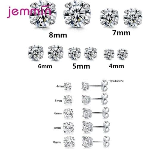 Simple Dazzling CZ Crystal 925 Sterling Silver Stud Earrings For Women Oorbellen Brincos Pendientes Jewelry Gift