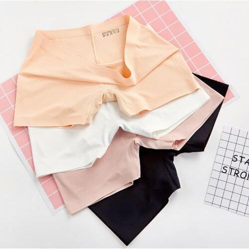 Lynmiss Women Ice Silk Panties Cotton Seamless Safety Pants Underwear Breathable Hole Female One Piece Ladies Boxer Briefs