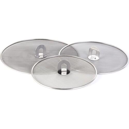 1PC Silver Stainless Steel Oil Proofing Pan Cover Spill Proof Frying Splatter Screen Lid 3 Sizes
