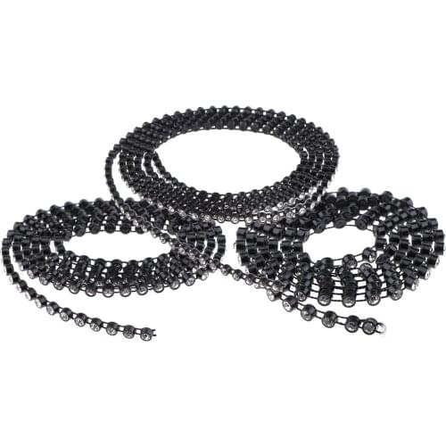 1 Yard Black Beaded Rhinestone Chain Ribbon Trim Sewing Decor Embellishments