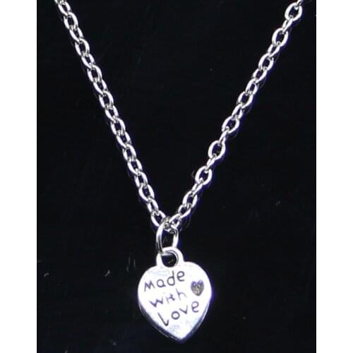 20pcs New Fashion Necklace 10mm heart made with love Pendants Short Long Women Men Colar Gift Jewelry Choker