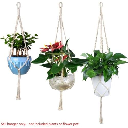 4PC 74/91/117cm Macrame Plant Hanger Baskets Flower Pots Holder Balcony Hanging Decor Knotted Lifting Rope Home Garden Supplies