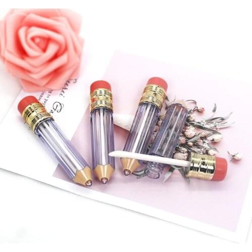 5ml transparent plastic pencil lipgloss empty tube cosmetic lip gloss packaging container with stopper
