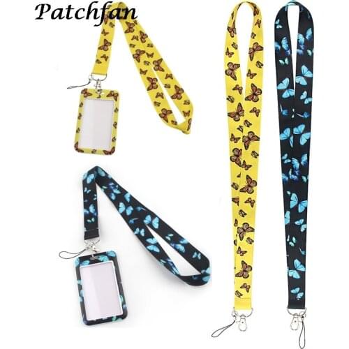 AD282 Patchfan Butterfly Necklack Lanyard Key Gym Strap Multifunction Mobile Phone Decoration With Cartoon Card Holder Cover