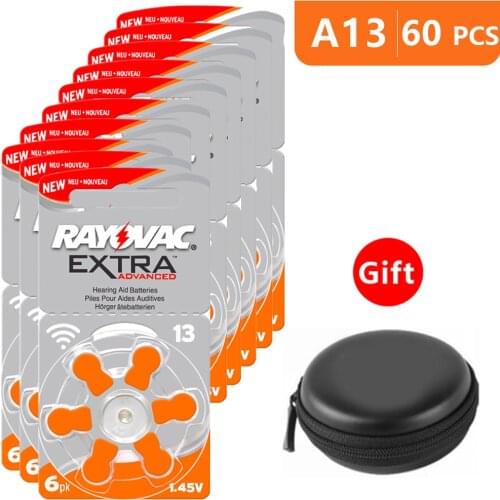 Hearing Aid Batteries Size 13 za Rayovac Extra Advanced,Pack of 60,Orange Tab PR48 1.45V Type A13 AU-6nhs Zinc Air Battery