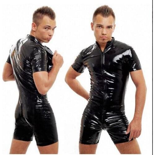 Free Shipping plus size M-2XL Black Costumes for Adults Leather and PVC Bodysuits for man halloween costumes for men