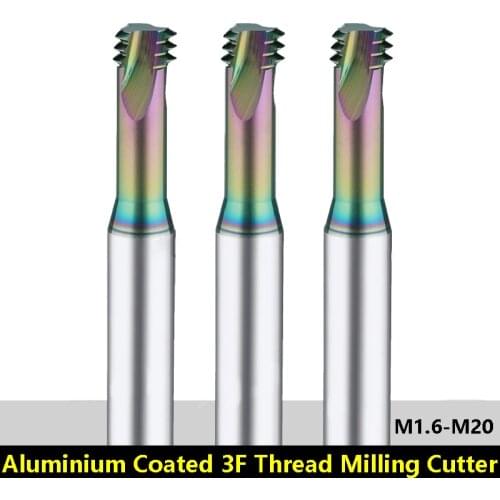 3-tooth Thread Coated EndMill for Aluminum M1.6-M20 Carbide Metric Milling Cutter CNC End Mills Alloy Tungsten Steel
