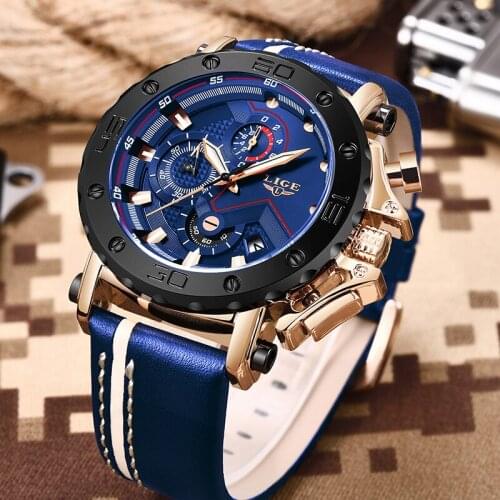 2019 LIGE New Fashion Blue Mens Watches Top Brand Luxury Dress Watch Men Quartz Watch Casual Waterproof Clock Relogio Masculino