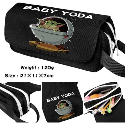 Disney Kids Superheroes 3D Pencil Case Baby Yoda Movie Canvas Stretch Double Layer Large Capacity Pencil Box School Stationery