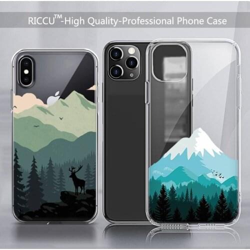 Black White Mountain Phone Case Transparent for iPhone 12 11 pro Mini XS MAX 8 7 6 6S Plus X SE 2020 case