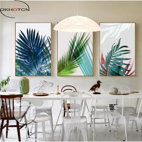 Sago Cycas Plant Print Picture Decorative Painting Modular Picture Wall Art Canvas Painting for Living Room No Framed