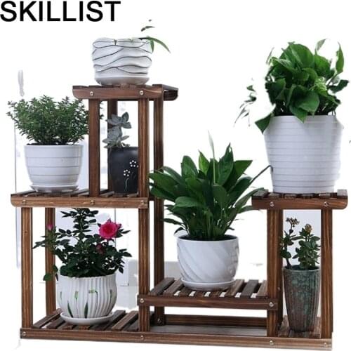 Madera Plantenstandaard Estanteria Para Macetas Indoor Soporte Plantas Interior Outdoor Stand Balcony Rack Flower Plant Shelf