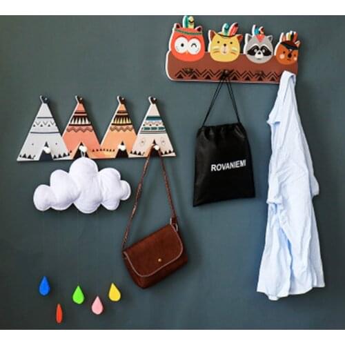 Nordic Wooden Coat Hook Cartoon Animal Head Bus clothes hook wall hanger Key Holder Kids Children Room Nursery Home Decorations