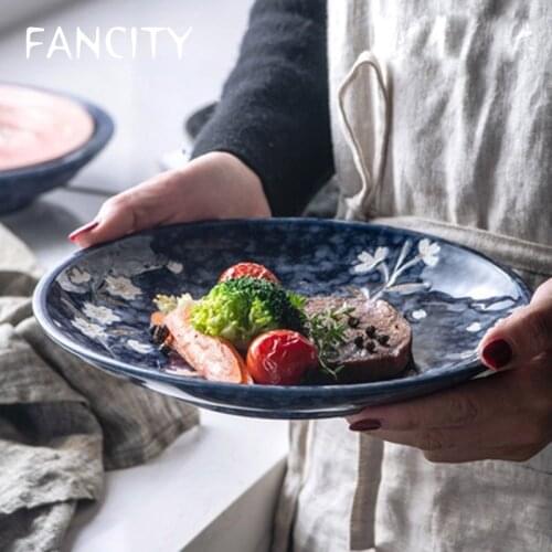 FANCITY Japanese dishes home 2021 new dishes home creative personality ceramic net red hand-painted underglaze color shallow