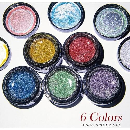 Drawing Spider Gel 6 Colors 8ML Glitter Beautiful Nail Art Gel Sparkling Effect Wire Line Drawing Painting Nail Gel Varnish
