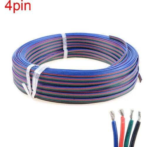 Tinned copper 22AWG led RGB cable,4 pin RGB cable PVC insulated wire, 22 awg UL2468 strip extension connect wire LED