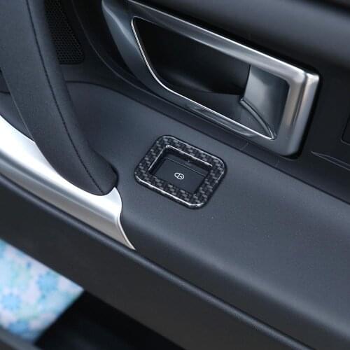 Carbon Fiber Style ABS Plastic Car Child Lock Decoration Frame Trim for Land Rover Discovery Sport 2015-2019 Models Accessories
