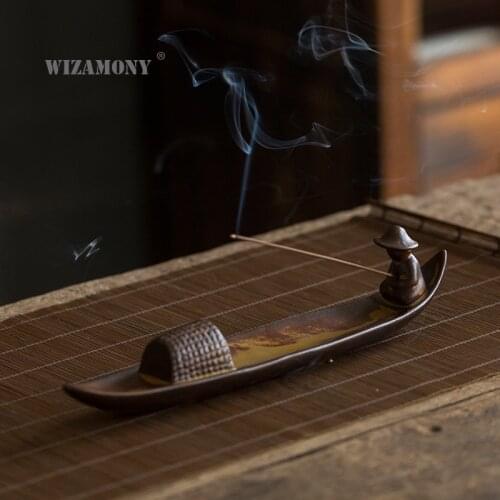 Ceramic Wire Incense Burner Fishing Weng Household Indoor Zen Incense Burner Agilawood Sandalwood "Incense Burner Incense Holder
