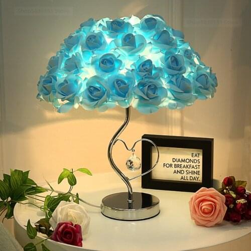 Creative Rose Table Lamps Study Bedroom Warm Home Decor Bedside Lamp Wedding Gift Multicolor Rose Table Lights LED Desk Lamp E27