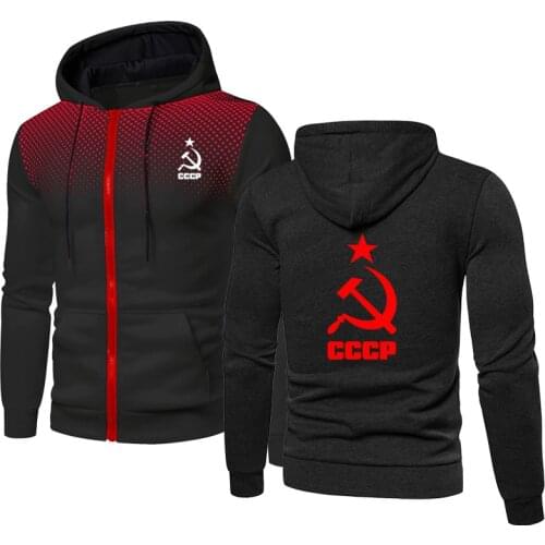 Casual Mens Zip Jacket CCCP Russian USSR Soviet Union Spring Autumn Mens jackets Dots Cotton High Quality Mens casual wear