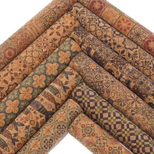 Lychee Life 21x29cm A4 Vintage Flower Printed Fabric Sheet Soft Cork Sewing Fabric For Diy Clothes Garment Materials
