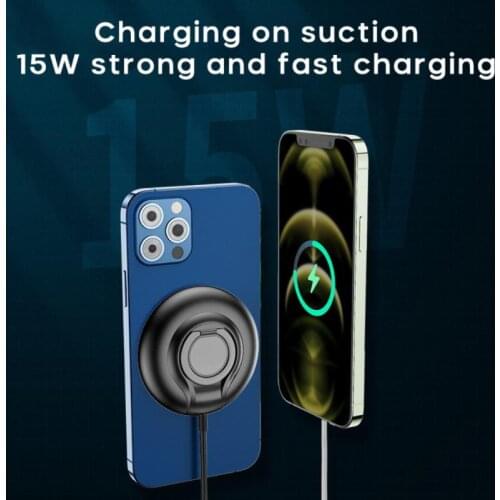 15W 2 In 1 Magnetic Wireless Charger Qi Fast Charging Mount 360°rotate Phone Car Holder Car Stand For IPhone 12 Charger