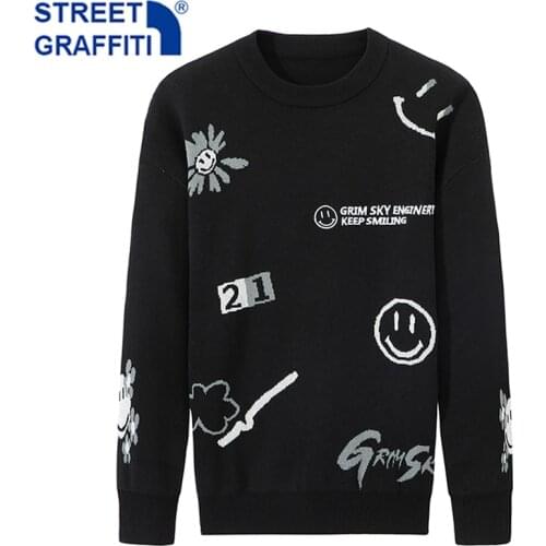 Men Autumn New Casual Cotton Hip Hop Sweater Pullovers Men Spring Fashion O-Neck Knitted Sweater Jumpers Streetwear Sweaters
