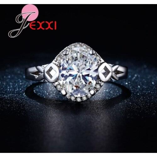 Low Price Promotion New Arrival Silver Jewelry For Women Wedding Elegant Fashion Finger Rings Clear Austrian Crystal